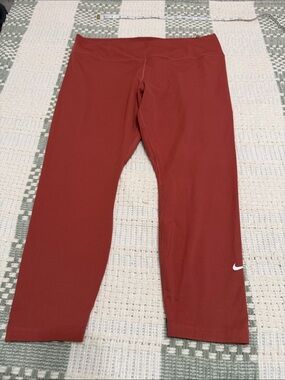 Nike Brick Red Capri Leggings with White Swoosh